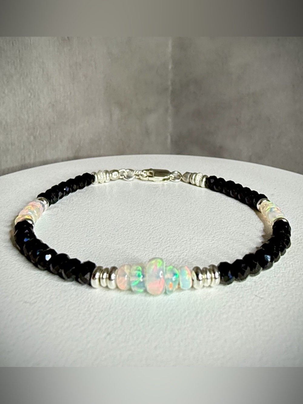 Ethiopian Opal Black Spinel Bracelet in Sterling Silver - Picture 7 of 8